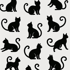 set of cats silhouettes