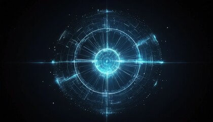 Fototapeta premium Abstract blue space background with glowing stars, illustrating the vastness of the digital galaxy