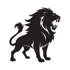 Lion Roaring With Flowing Hair Design