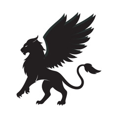 Royal Winged Lion Fantasy Silhouette Design