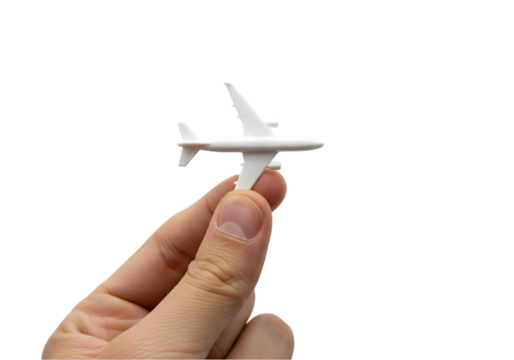 White Airplane Model in Hand Transparent Background Travel Dreams Vacation Journey Flight