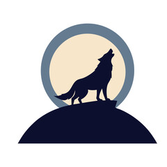 German Shepherd Howling With Bright Moon