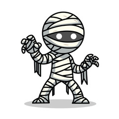 Illustration Vector Graphic Cartoon of a Spooky Cute Mummy