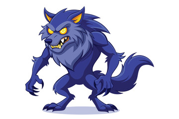 Obraz premium Cartoon Werewolf Illustration with Angry Expression and Sharp Claws