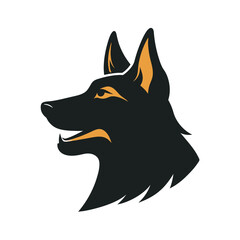 German Shepherd Head Howling In Shadow