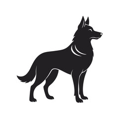 Alert German Shepherd Howling Pose Silhouette