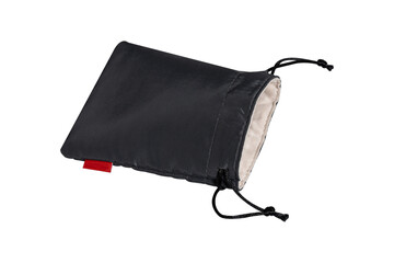 Small drawstring bag on transparent background.