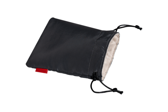 Small drawstring bag on transparent background.