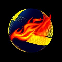 Volleyball on fire