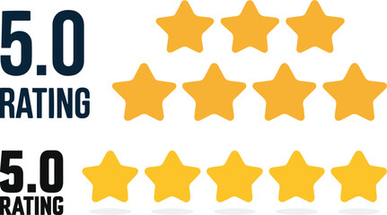 Five star rating system with perfect score and yellow stars
