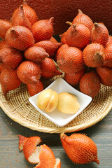 Lobes and Clusters of Salak Fruit or Snakeskin Fruit (Salacca Zalacca)