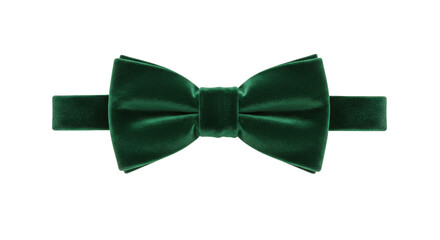 Elegant green velvet bow tie on white background
