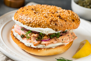Healthy Homemade Lox Bagel Sandwich