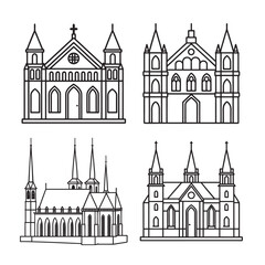 Fototapeta premium line art of european culture set bundle on the white background