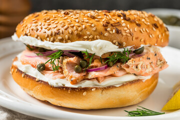 Healthy Homemade Lox Bagel Sandwich
