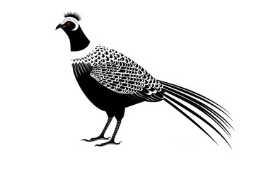 Painting of a black male junglefowl and a blue male rooster
