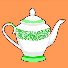 a vector illustrations  of a antque porcelain teapot