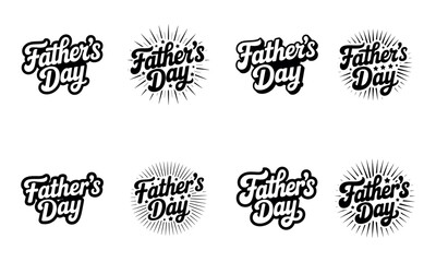 Fototapeta premium Father's day black and white hand lettering collection with retro text style 