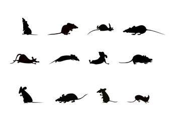 Mouse silhouette icon vector illustration set for logo.
