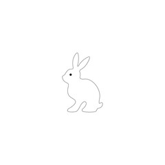Minimal vector outline of a rabbit silhouette with dashed lines, created for laser cutting, CNC carving, wooden toy designs, and handcrafted DIY projects with a cute and playful animal theme