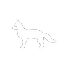 Vector silhouette of a standing fox with dashed outline, created for laser cutting, CNC engraving, scroll saw woodworking, educational wildlife crafts, and rustic DIY animal toy