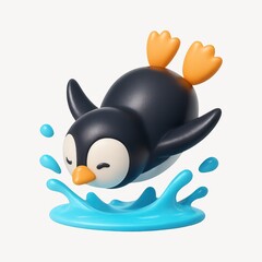 Cute penguin splashing water