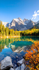Obraz premium Berglandschaft im Herbst, Bergsee, Indian Summer 