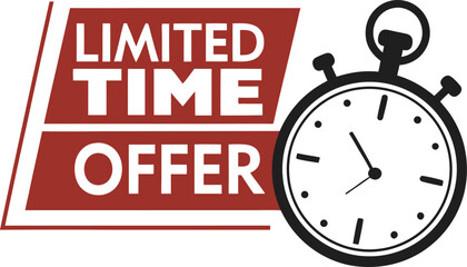 Limited time offer graphic with stopwatch symbolizing urgency and sales