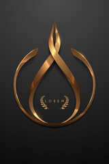 Golden shapes template on black background
