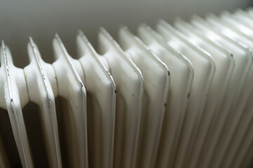 room radiator heating battery, close-up, concept heating, energy resources, heating period