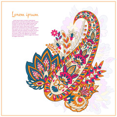 Naklejka premium Floral Paisley vector pattern. Damask Isolated ornament