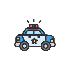 Stylized Police Car Icon Depicting Law Enforcement And Public Safety