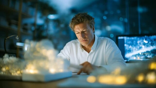 Researcher Analyzing Virus Structure in Lab Environment