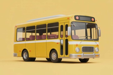 bus isolated 3d icon cute cartoon character, with empty blank space for text copy space or mockup design, high detail, 8k