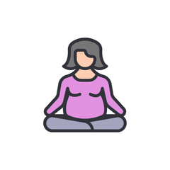Senior Woman Practicing Yoga And Meditation For Wellness Icon Graphic