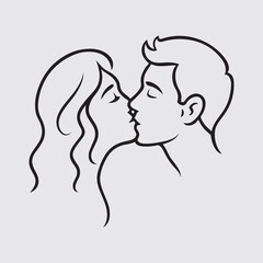 Romantic kissing silhouette of a woman