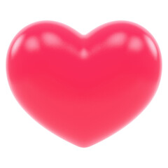red heart 3d render icon in cartoon plastic style minimal isolated on transparent background	