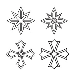 Obraz premium line art of maltese cross centered set bundle on the white background