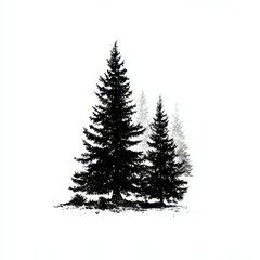 Majestic evergreen trees standing resolute in a misty forest landscape during early morning