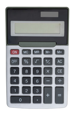 Silver and black calculator isolated on white