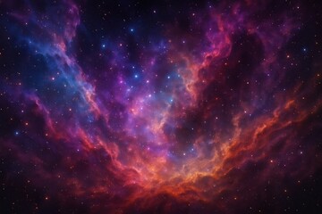 Naklejka premium Vibrant cosmic nebula with stars.