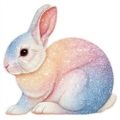 Colorful illustration of a rabbit with artistic detailing.