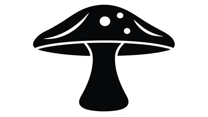 Simple Black and White Mushroom Illustration