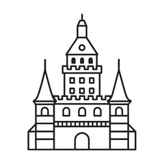 line art of european culture czech castle tower