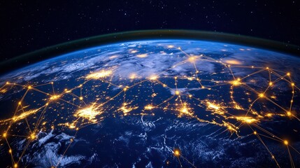 Obraz premium Earth from space; connected city lights
