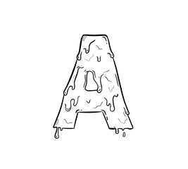 a letter slime style digital illustration on white background