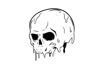 melting skull digital illustration on white background