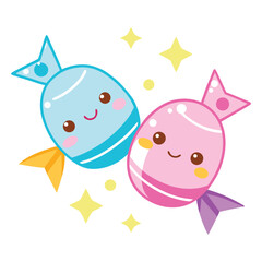 Kawaii candy duo with stars