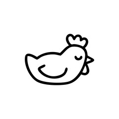 Simple black line drawing of a sleeping chicken