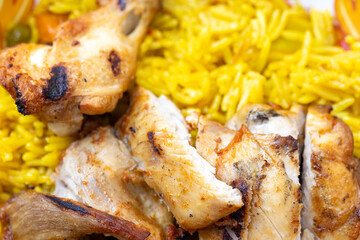 Indian Chicken Biryani Spices on white Plate	